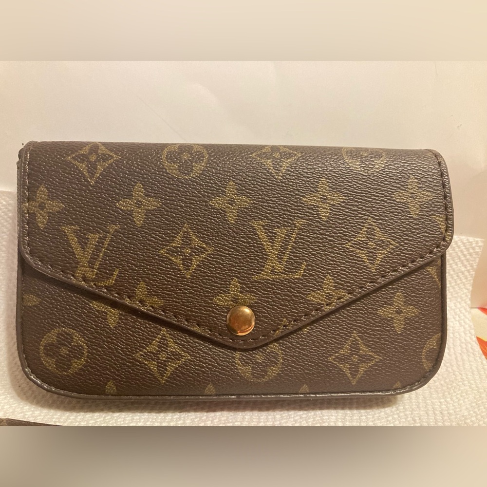 Crossbody Canvas Brown with Gold Snap Wallet